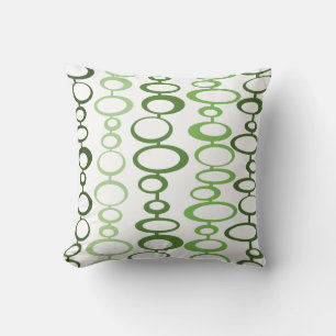 Green Retro Circles Throw Pillow