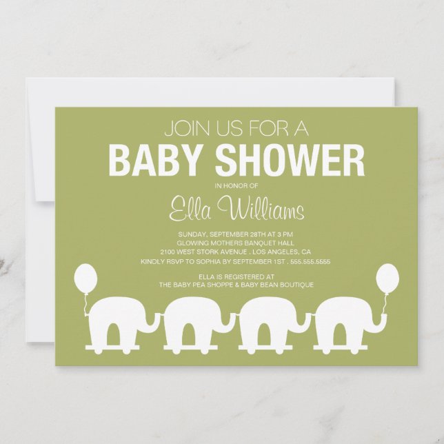 GREEN RETRO CIRCUS | BABY SHOWER INVITATION (Front)