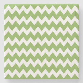 Green Retro Colourful Modern Chevron ZigZag Stone Coaster