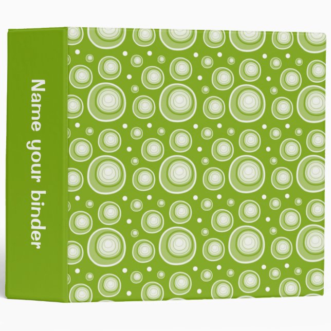 Green Retro Dots 2 inch Designer Binder (Front/Spine)