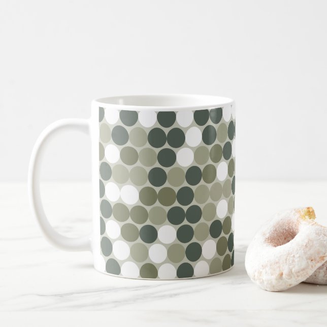 Green retro dots coffee mug (With Donut)