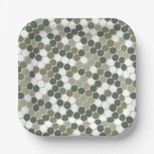 Green retro dots paper plate