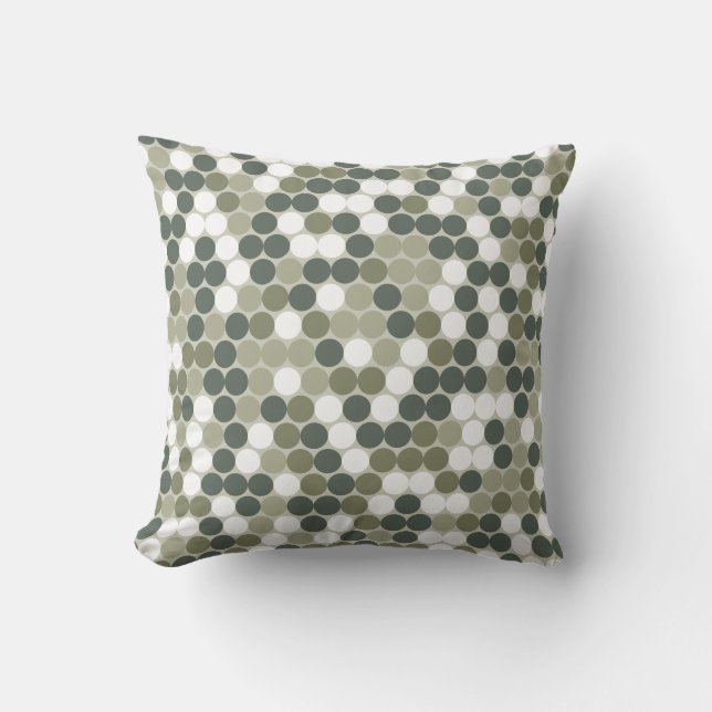 Green retro dots  throw pillow (Front)