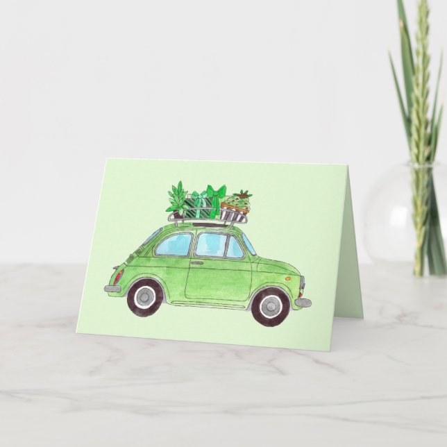 Green Retro Fiat 500 Topolino Card (Front)