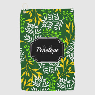 Green Retro Floral Golf Towel