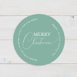 Green Retro Minimalist Christmas Envelope Seals<br><div class="desc">This Green Retro Minimalist Christmas Envelope Seals design features a soft and cool backdrop of muted seafoam green with an elegant pairing of simple typography and delicate script offering seasons greetings of "Merry Christmas". This lovely minimal style is a perfectly polished aesthetic for your loved ones to enjoy this holiday...</div>