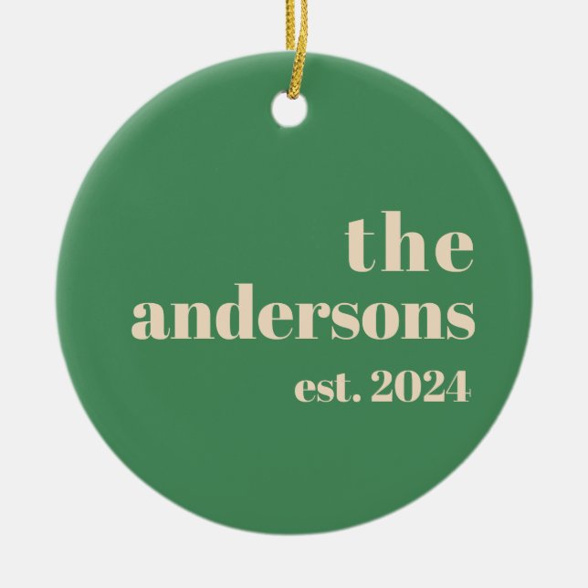 Green Retro modern minimalist Ceramic Ornament (Front)