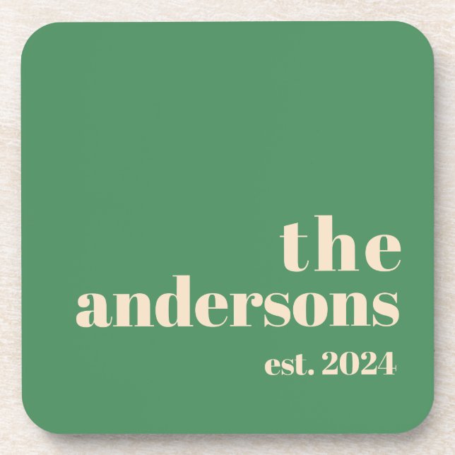 Green Retro modern minimalist Coaster (Front)