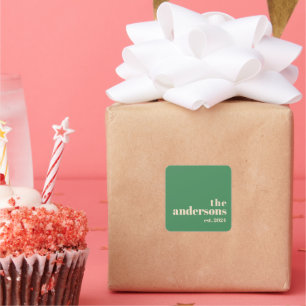 Green Retro modern minimalist Square Sticker