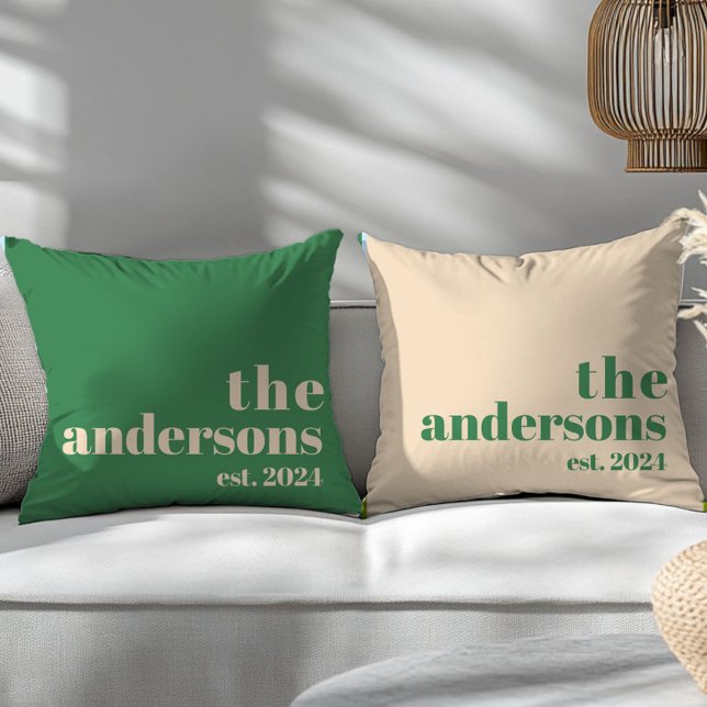 Green Retro modern minimalist Throw Pillow (Creator Uploaded)