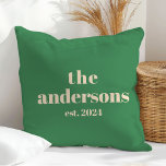 Green Retro modern minimalist Throw Pillow<br><div class="desc">Green elegant retro minimalist wedding keepsake gift</div>