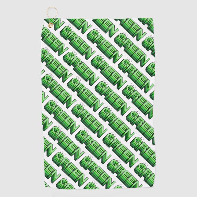 Green Retro Modern Reuse Recycle Eco Friendly Golf Towel (Front)