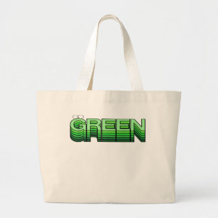 Green Retro Modern Reuse Recycle Eco Friendly Large Tote Bag