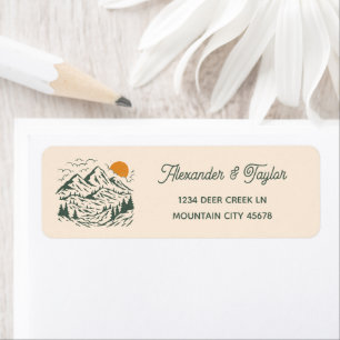 Green Retro Mountain Landcape Mariage Adresse