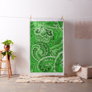 Green Retro Paisley Bandanna/Bandana Fabric