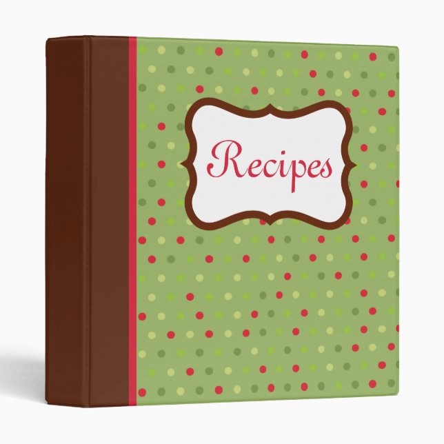 Green Retro Recette Classeur livre de cuisine cade (Devant/Côté)
