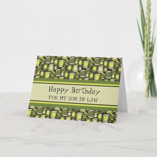 Green Retro Son in Law Birthday Card (Front)