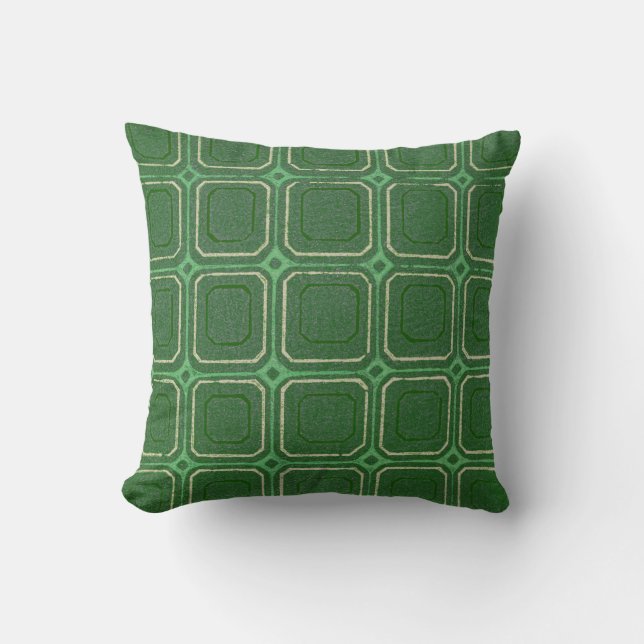 Green Retro Squares Style Pillow (Front)