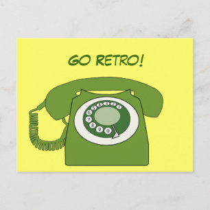 Green Retro Style Dial Telephone - Go Retro! Postcard