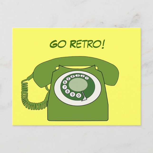 Green Retro Style Dial Telephone - Go Retro! Postcard (Front)