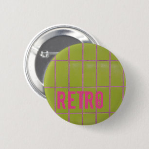 Green Retro Tile 80s 70s 60s vintage background 2 Inch Round Button