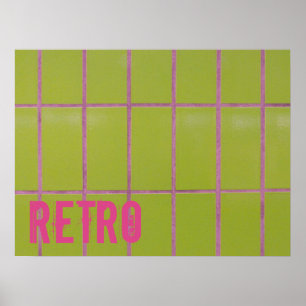 Green Retro Tile 80s 70s 60s vintage background Poster