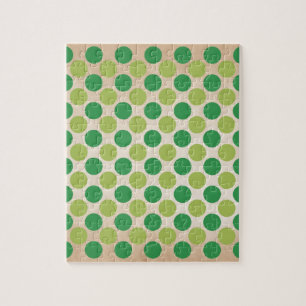 Green retro vintage circles pattern jigsaw puzzle