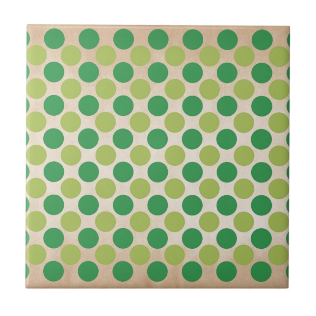 Green retro vintage circles pattern tile (Front)