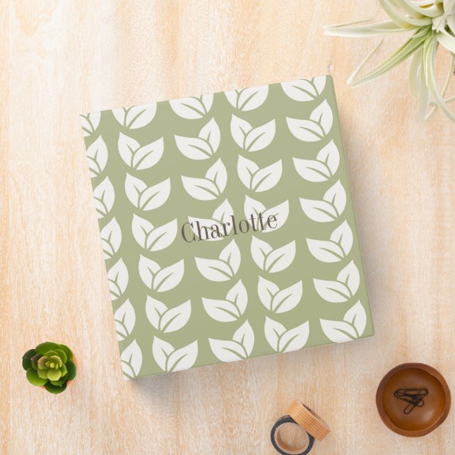 Green Retro Vintage Y2K Leaf Pattern Binder (In Situ)