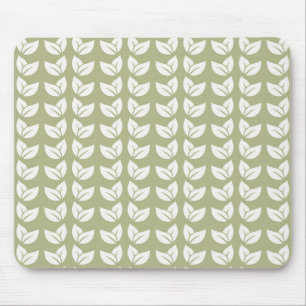 Green Retro Vintage Y2K Leaf Pattern Mouse Pad