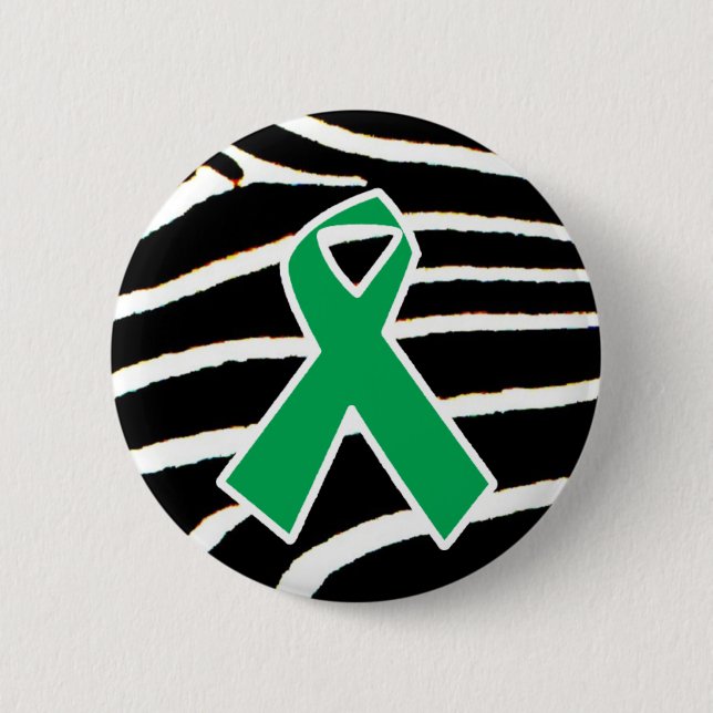 Green Ribbon 2 Inch Round Button (Front)
