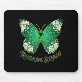 Green ribbon butterfly mandala transplant survivor mouse pad
