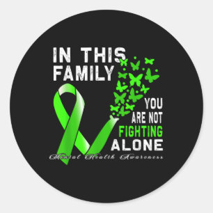 Green Ribbon Butterfly Mental Health Awareness  Classic Round Sticker