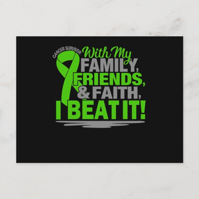 Green Ribbon Cancer Survivor Friends Family Faith Invitation Postcard (Front)