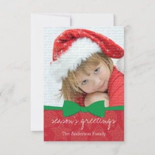 Green Ribbon Christmas Holiday Photo Card