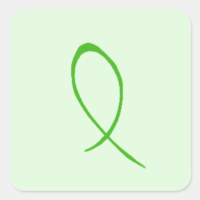 Green Ribbon Customizable Square Sticker (Front)