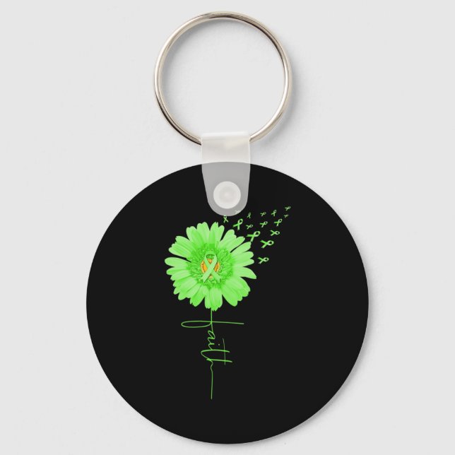 Green Ribbon Daisy Faith Mental Health Awareness M Keychain (Front)