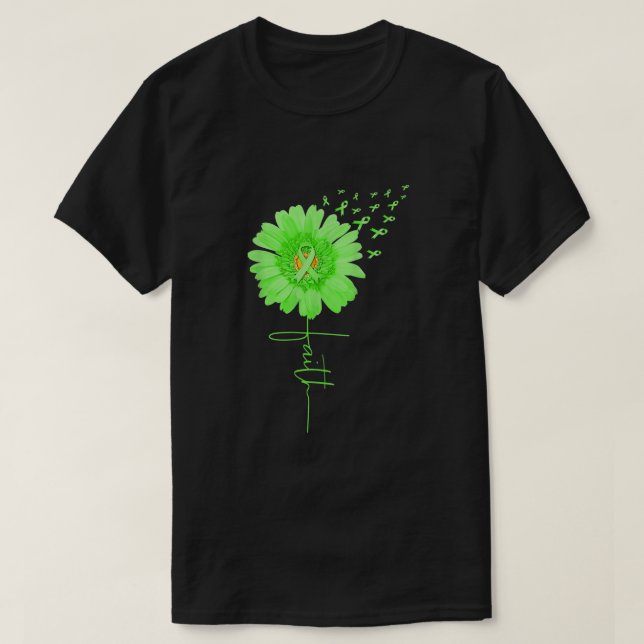 Green Ribbon Daisy Faith Mental Health Awareness M T-Shirt (Design Front)
