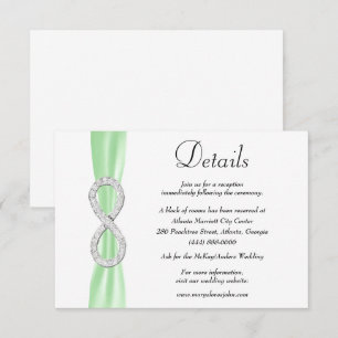 Green Ribbon Diamond Infinity Wedding Details Enclosure Card