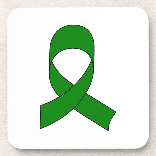 Green Ribbon Drawing Coaster (Front)