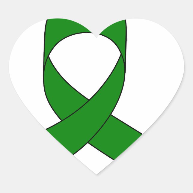 Green Ribbon Drawing Heart Sticker (Front)