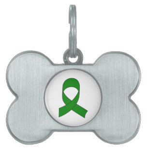 Green Ribbon Drawing Pet Name Tag