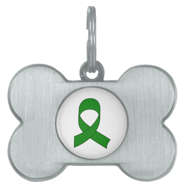 Green Ribbon Drawing Pet Name Tag (Front)