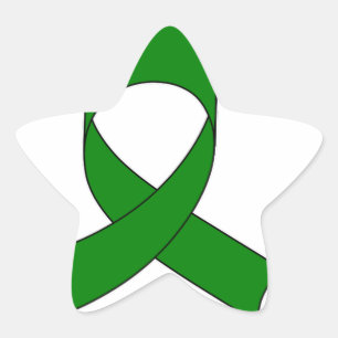 Green Ribbon Drawing Star Sticker