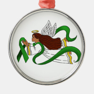 "Green Ribbon" Ethnic Angel Metal Ornament