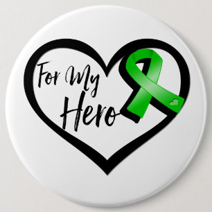 Green Ribbon For My Hero 6 Inch Round Button