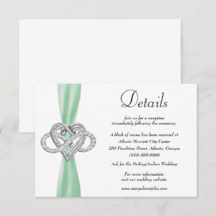 Green Ribbon Infinity Heart Wedding Details Enclosure Card