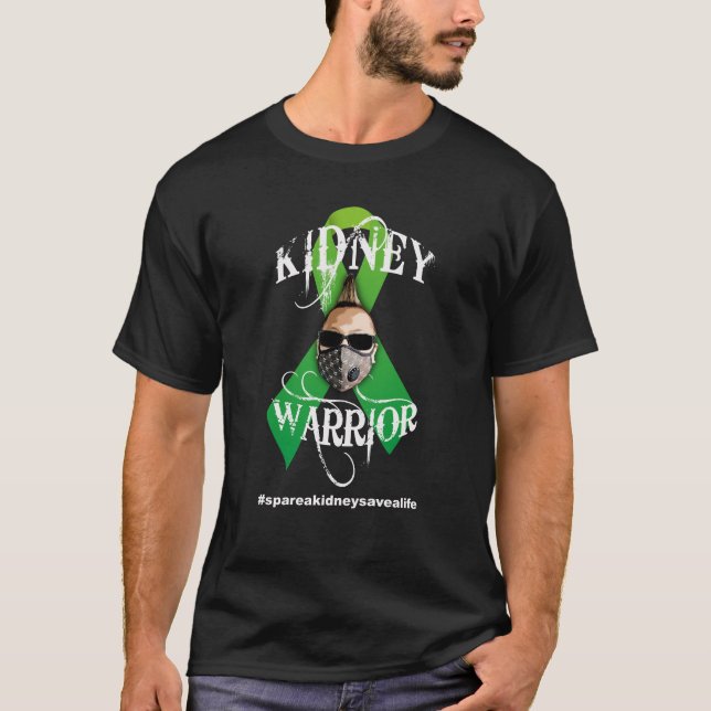 Green Ribbon Kidney Warrior - Dark Shirts (Front)