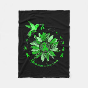 Green Ribbon Leopard Sunflower Glaucoma Awareness  Fleece Blanket