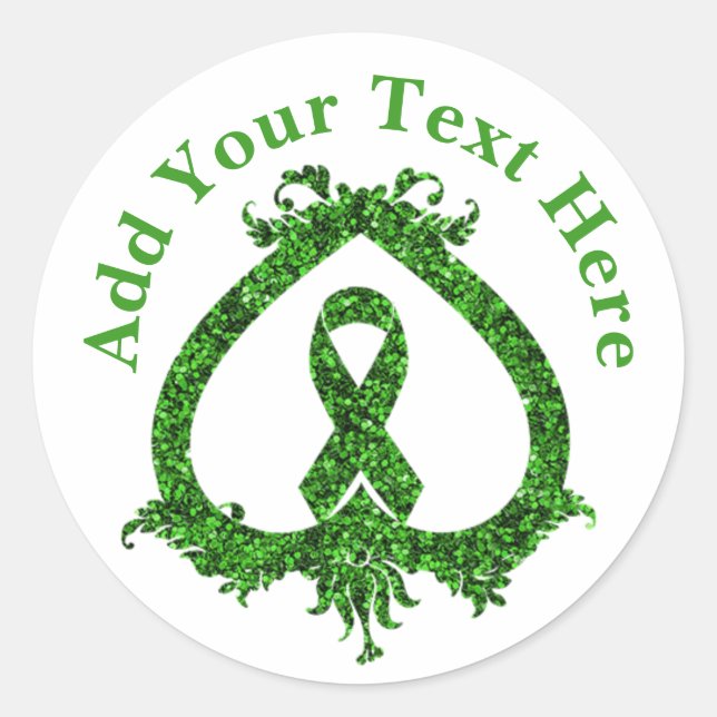  Green Ribbon Mental Health and Cancer Awareness  Classic Round Sticker (Front)